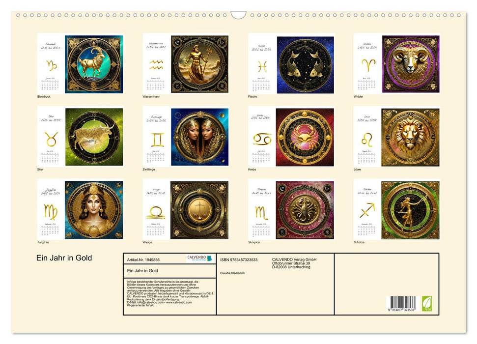 Ein Jahr in Gold (CALVENDO Wandkalender 2026)