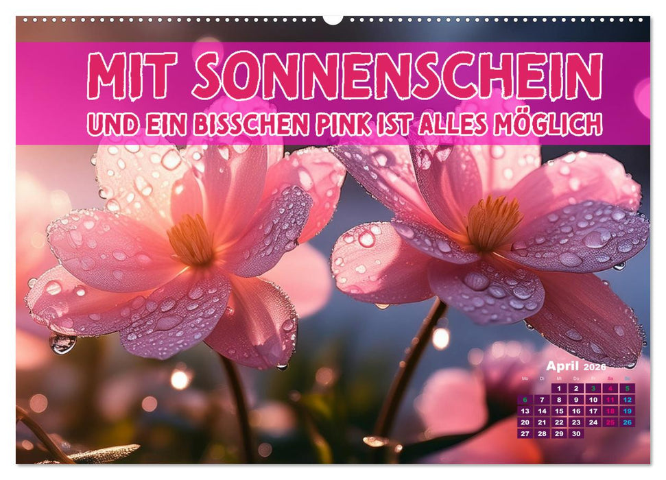 Lieblingsfarbe Rosa - mit coolen Sprüchen (CALVENDO Wandkalender 2026)