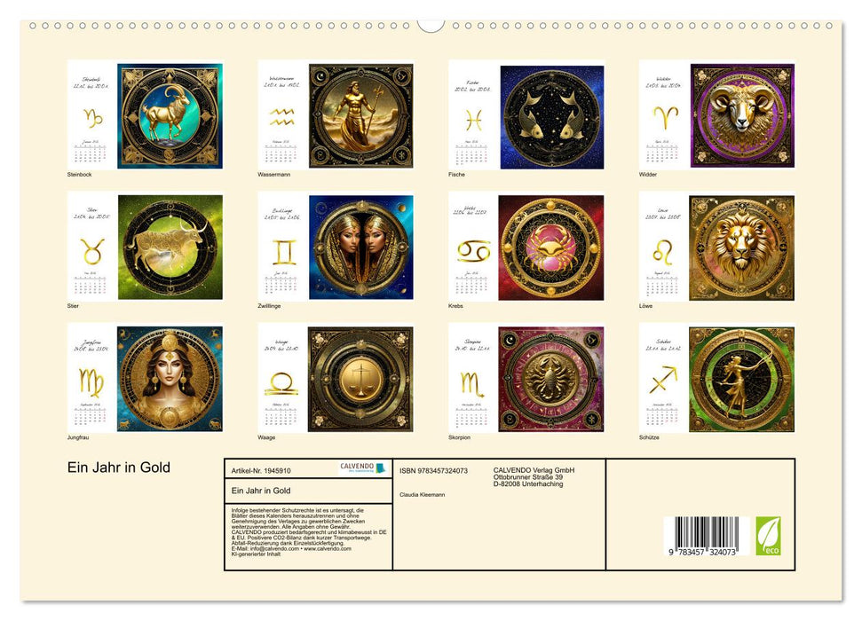 Ein Jahr in Gold (CALVENDO Premium Wandkalender 2026)