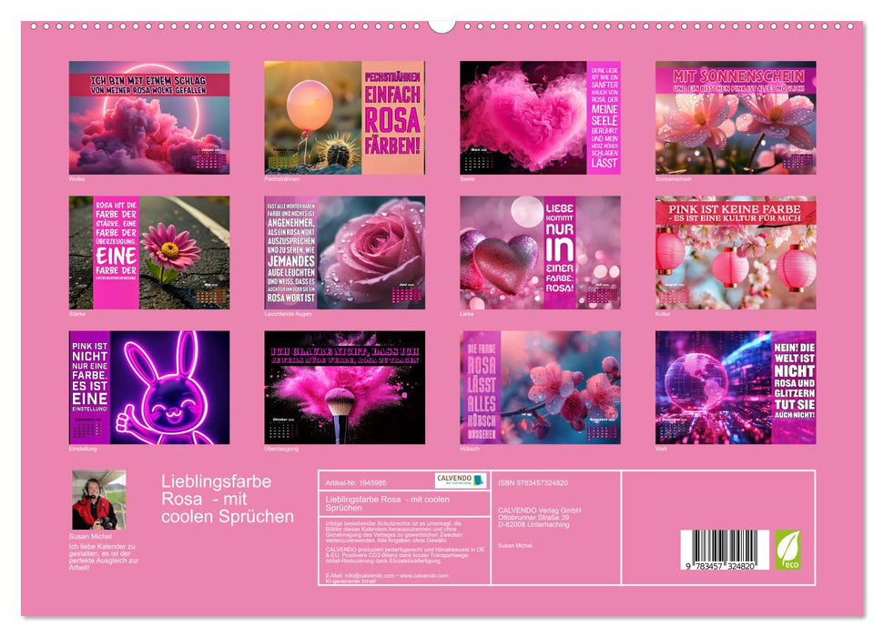 Lieblingsfarbe Rosa - mit coolen Sprüchen (CALVENDO Premium Wandkalender 2026)