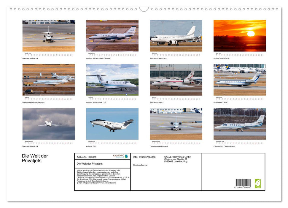 Die Welt der Privatjets (CALVENDO Wandkalender 2026)