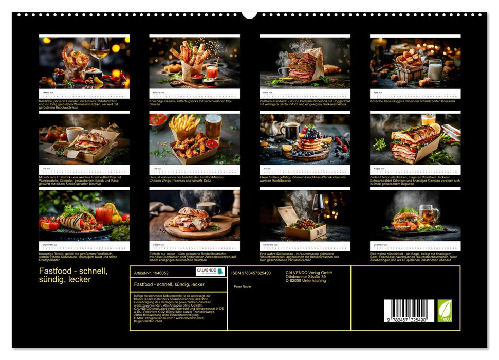 Fastfood - schnell, sündig, lecker (CALVENDO Premium Wandkalender 2026)