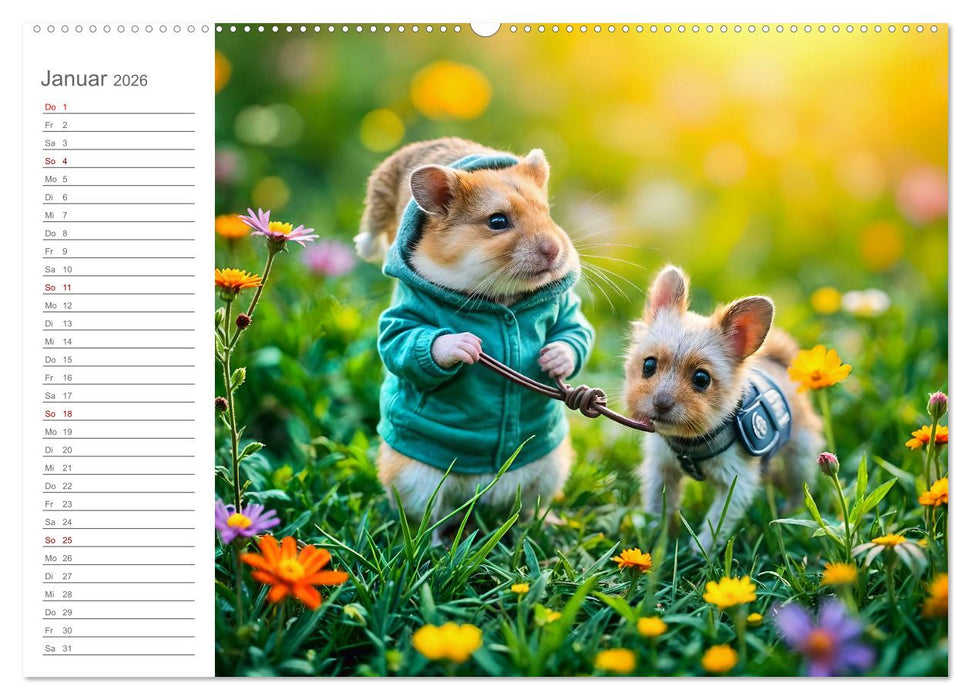 Hamsterhausen - Ein Hamster und seine tierischen Freunde (CALVENDO Premium Wandkalender 2026)