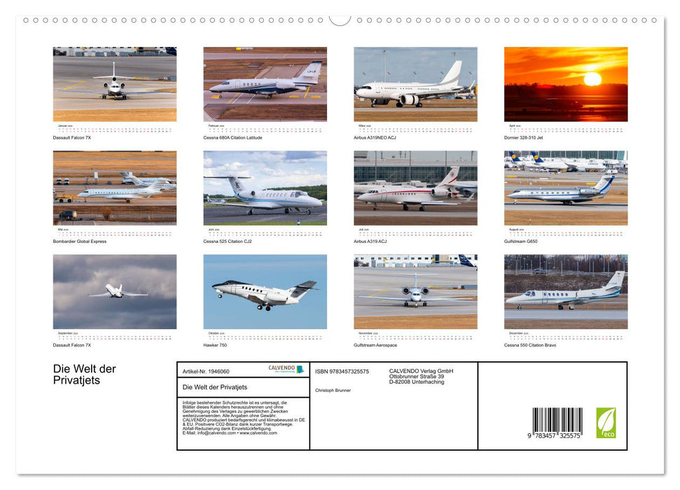 Die Welt der Privatjets (CALVENDO Premium Wandkalender 2026)