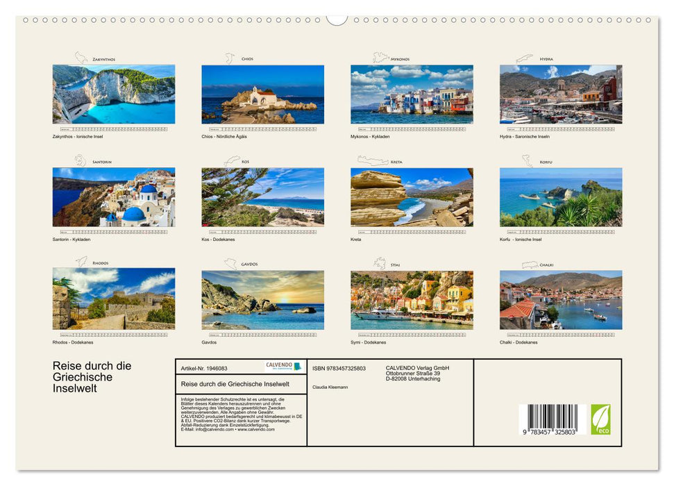 Reise durch die Griechische Inselwelt (CALVENDO Premium Wandkalender 2026)