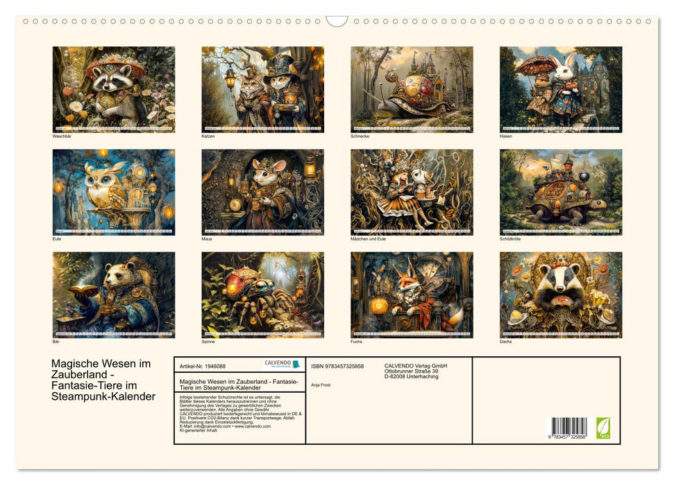 Magische Wesen im Zauberland - Fantasie-Tiere im Steampunk-Kalender (CALVENDO Wandkalender 2026)