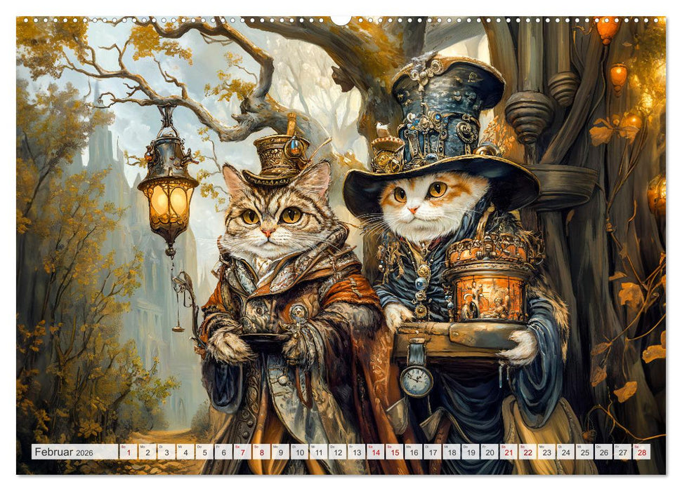 Magische Wesen im Zauberland - Fantasie-Tiere im Steampunk-Kalender (CALVENDO Wandkalender 2026)