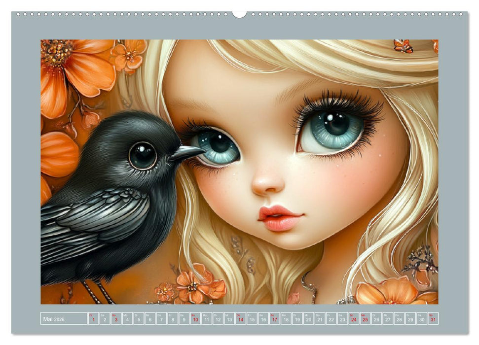 Verträumte Mädchen. Tiere, Blumen, Liebe. (CALVENDO Wandkalender 2026)