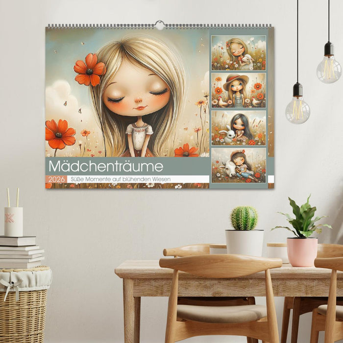 Mädchenträume. Süße Momente auf blühenden Wiesen (CALVENDO Wandkalender 2026)