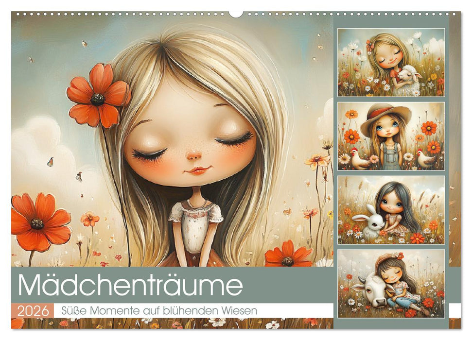 Mädchenträume. Süße Momente auf blühenden Wiesen (CALVENDO Wandkalender 2026)