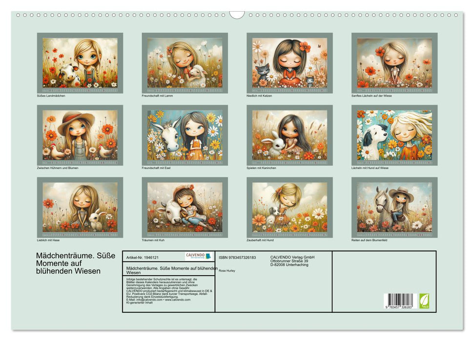 Mädchenträume. Süße Momente auf blühenden Wiesen (CALVENDO Wandkalender 2026)