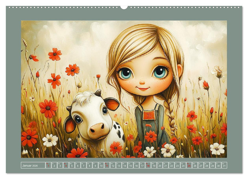 Mädchenträume. Süße Momente auf blühenden Wiesen (CALVENDO Wandkalender 2026)