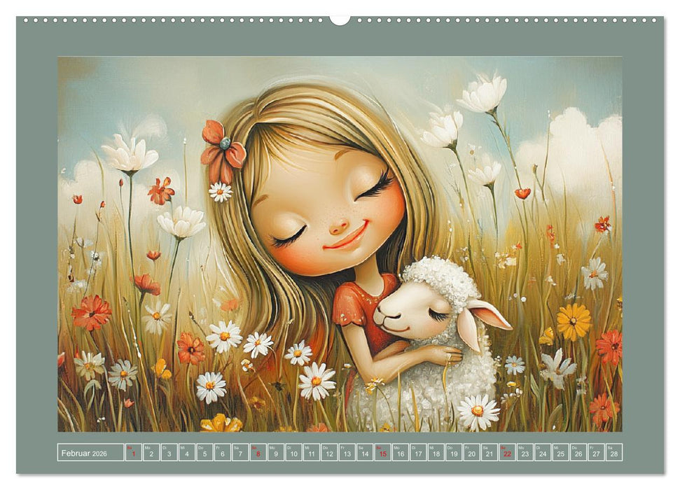 Mädchenträume. Süße Momente auf blühenden Wiesen (CALVENDO Wandkalender 2026)