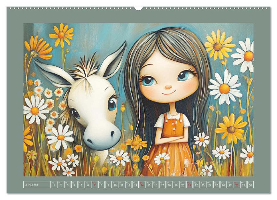 Mädchenträume. Süße Momente auf blühenden Wiesen (CALVENDO Wandkalender 2026)