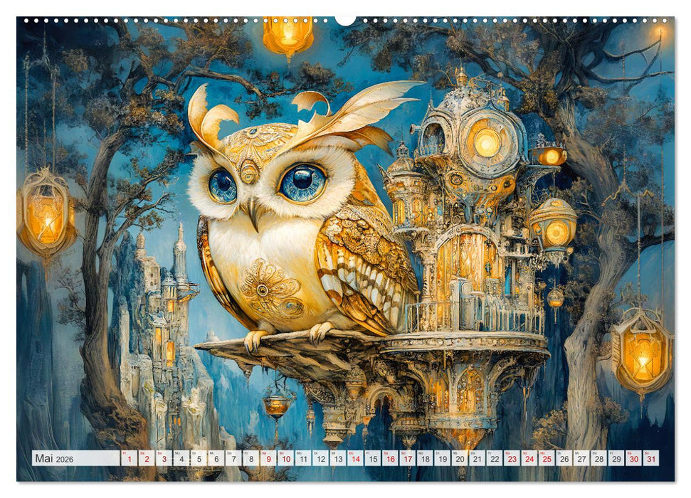 Magische Wesen im Zauberland - Fantasie-Tiere im Steampunk-Kalender (CALVENDO Premium Wandkalender 2026)
