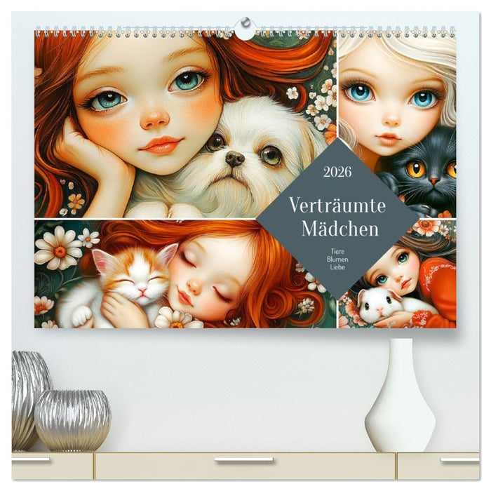Verträumte Mädchen. Tiere, Blumen, Liebe. (CALVENDO Premium Wandkalender 2026)