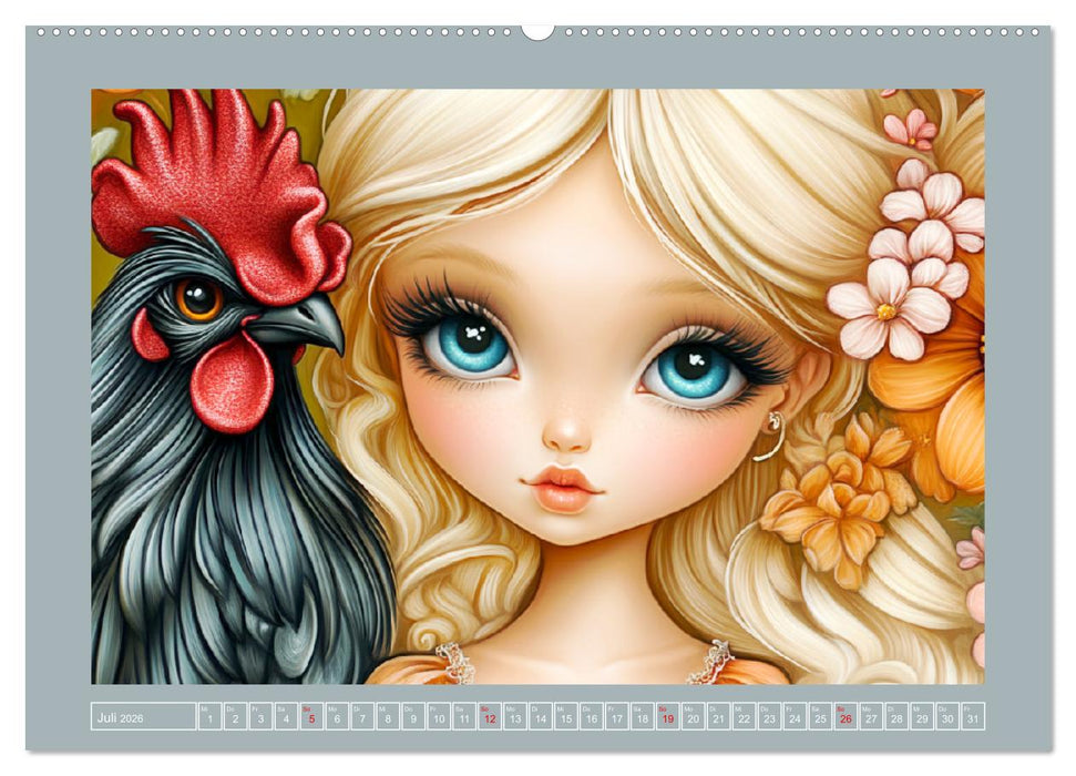 Verträumte Mädchen. Tiere, Blumen, Liebe. (CALVENDO Premium Wandkalender 2026)