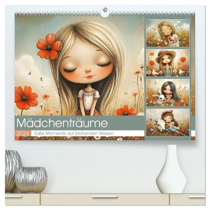 Mädchenträume. Süße Momente auf blühenden Wiesen (CALVENDO Premium Wandkalender 2026)