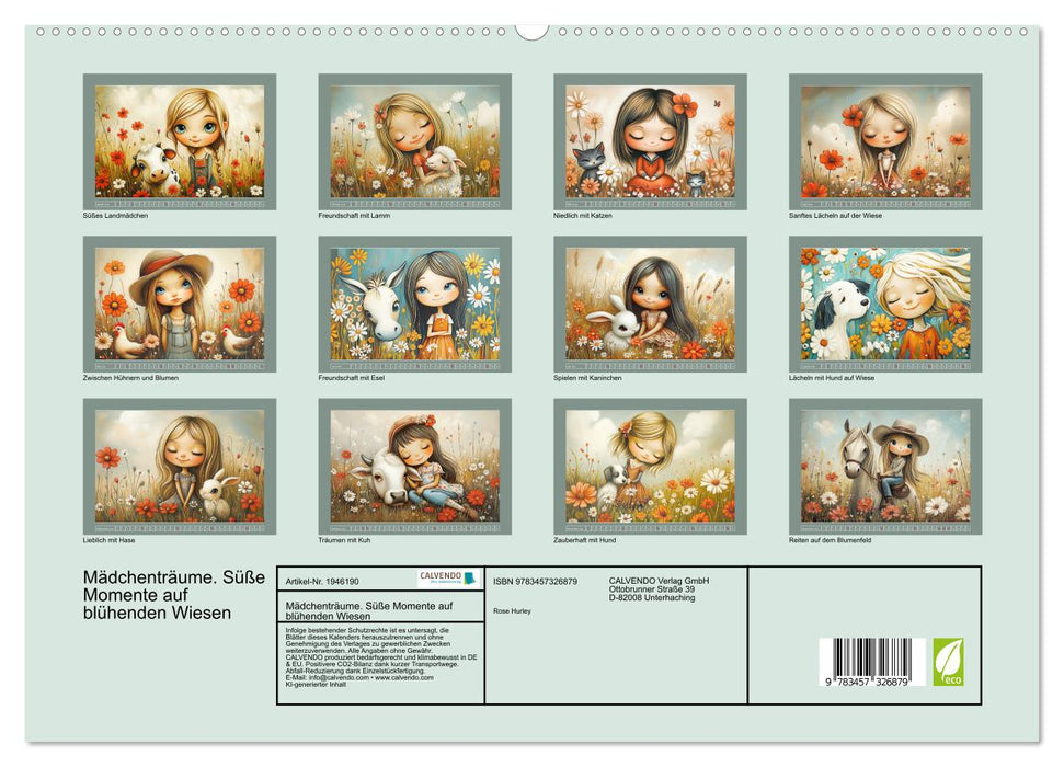 Mädchenträume. Süße Momente auf blühenden Wiesen (CALVENDO Premium Wandkalender 2026)