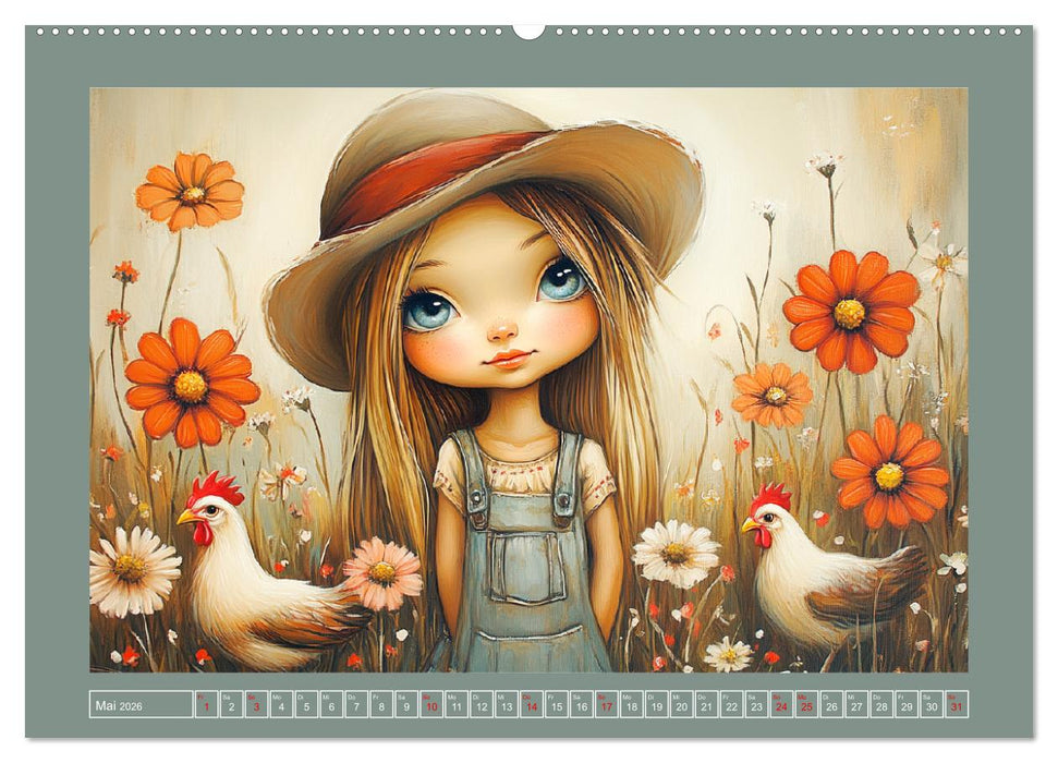 Mädchenträume. Süße Momente auf blühenden Wiesen (CALVENDO Premium Wandkalender 2026)
