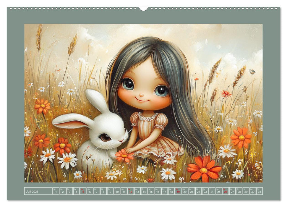 Mädchenträume. Süße Momente auf blühenden Wiesen (CALVENDO Premium Wandkalender 2026)