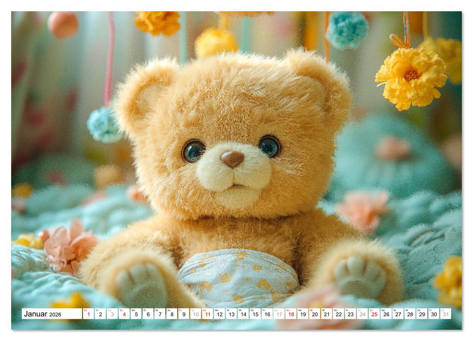 Teddy Babykalender - Jeden Monat zum Knuddeln süß (CALVENDO Wandkalender 2026)