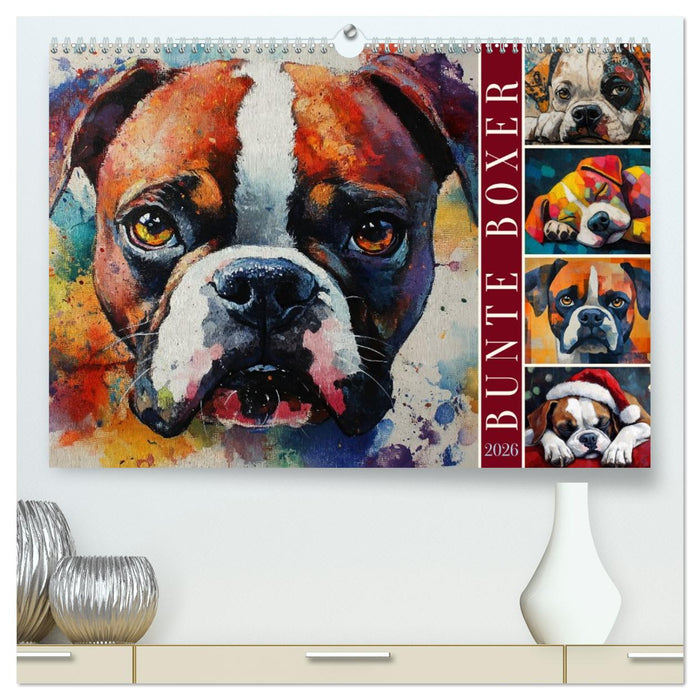 Bunte Boxer (CALVENDO Premium Wandkalender 2026)