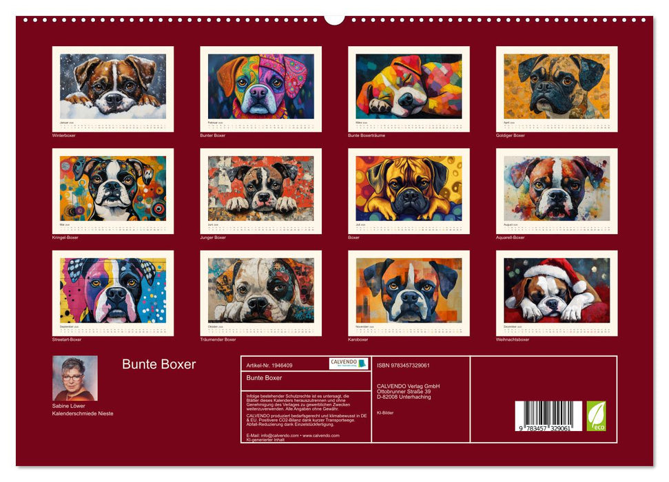 Bunte Boxer (CALVENDO Premium Wandkalender 2026)