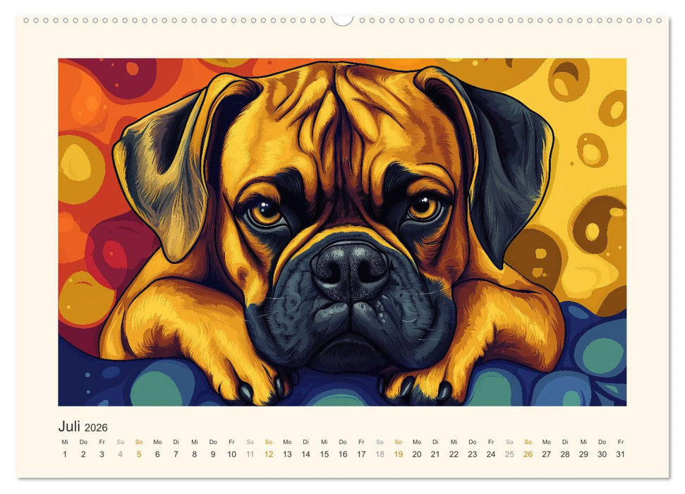Bunte Boxer (CALVENDO Premium Wandkalender 2026)