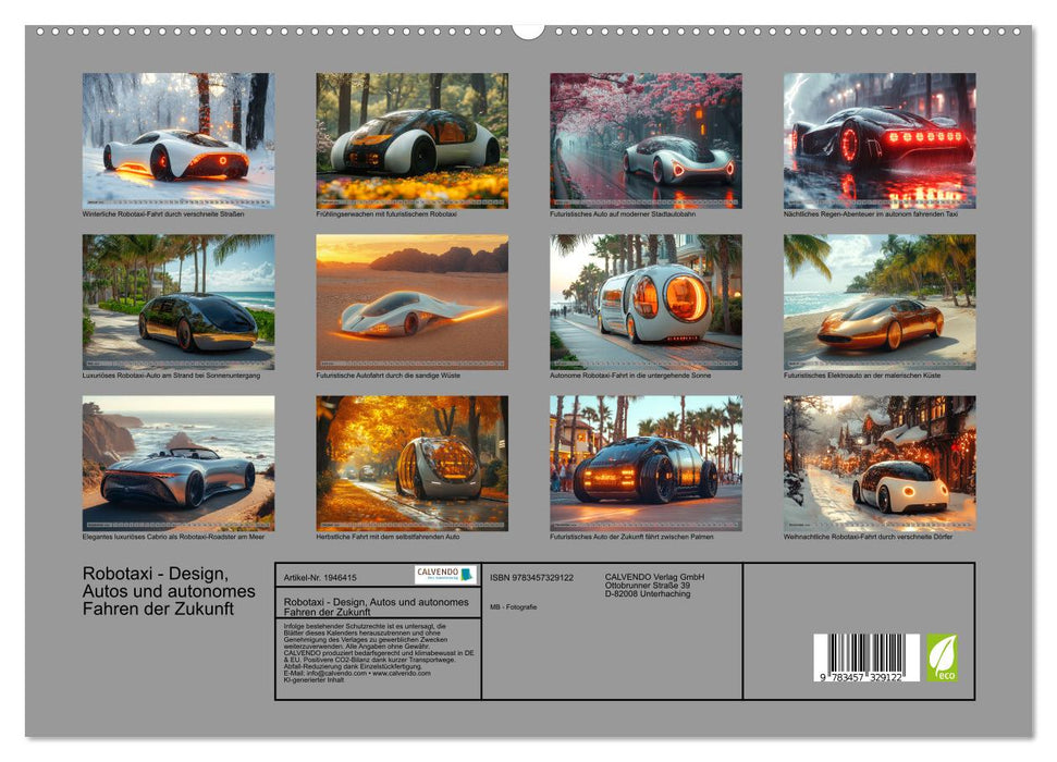 Robotaxi - Design, Autos und autonomes Fahren der Zukunft (CALVENDO Premium Wandkalender 2026)