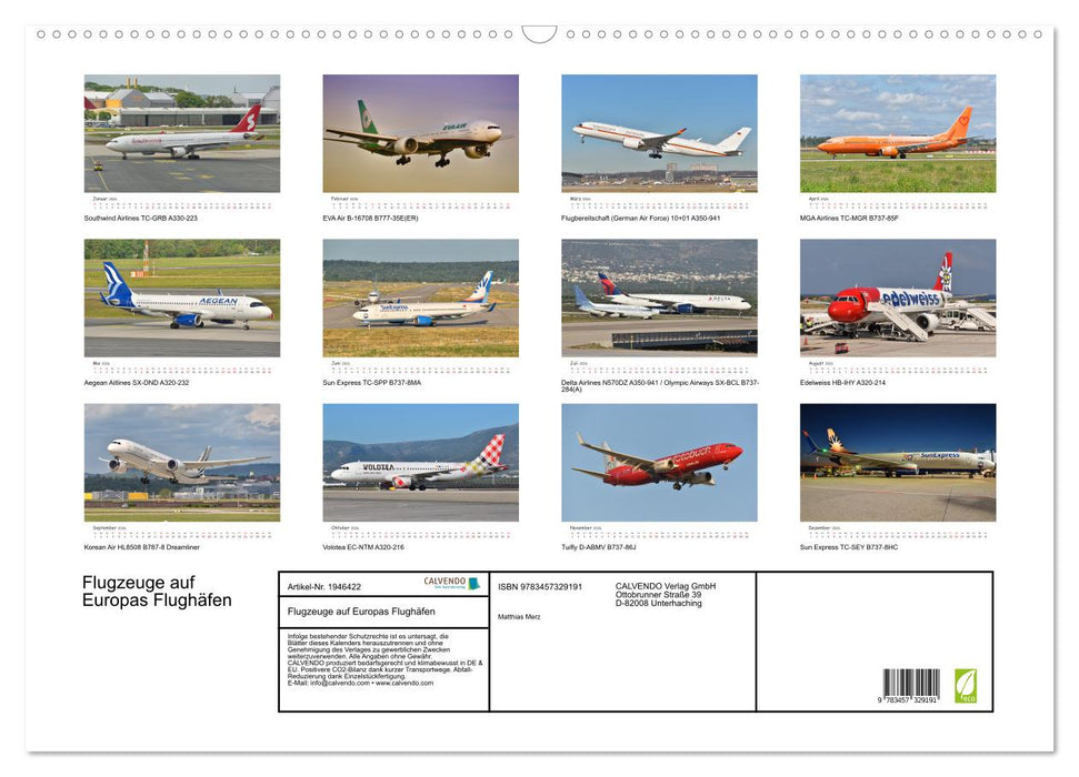 Flugzeuge auf Europas Flughäfen (CALVENDO Wandkalender 2026)