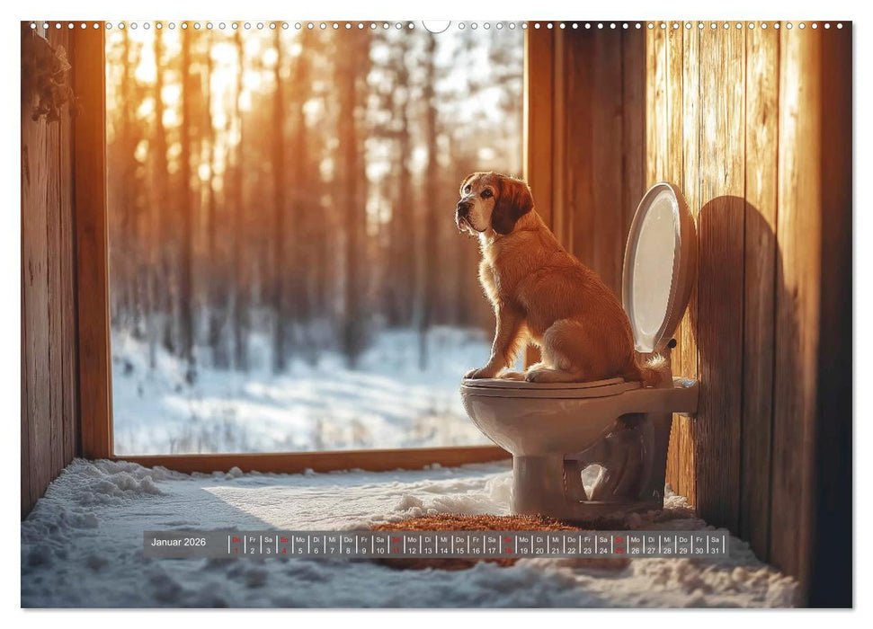 Sitz, Platz, Spül - Hunde auf dem Thron (CALVENDO Wandkalender 2026)