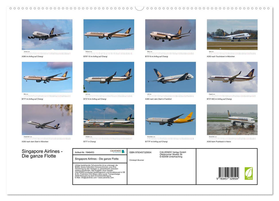 Singapore Airlines - Die ganze Flotte (CALVENDO Premium Wandkalender 2026)