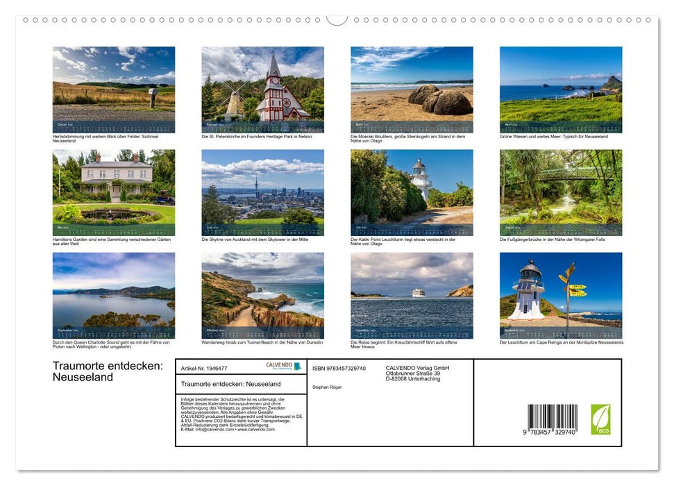 Traumorte entdecken: Neuseeland (CALVENDO Premium Wandkalender 2026)