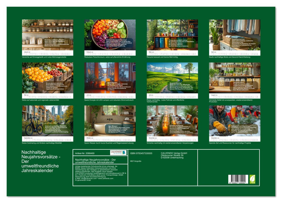 Nachhaltige Neujahrsvorsätze - Der umweltfreundliche Jahreskalender (CALVENDO Wandkalender 2026)