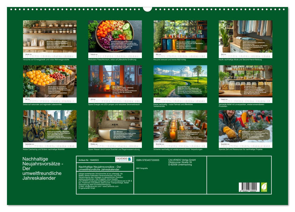 Nachhaltige Neujahrsvorsätze - Der umweltfreundliche Jahreskalender (CALVENDO Wandkalender 2026)