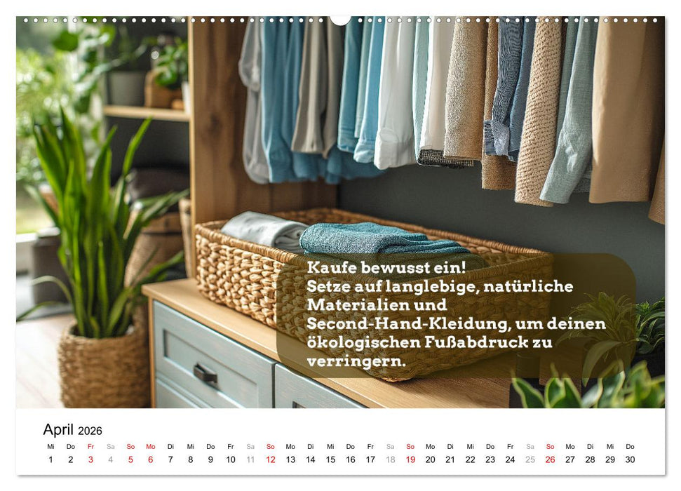 Nachhaltige Neujahrsvorsätze - Der umweltfreundliche Jahreskalender (CALVENDO Wandkalender 2026)