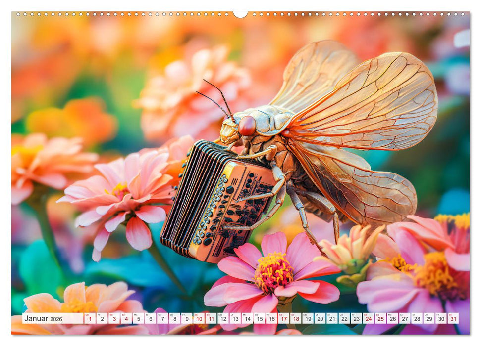 Konzert der Natur - Insekten spielen Musikinstrumente (CALVENDO Premium Wandkalender 2026)