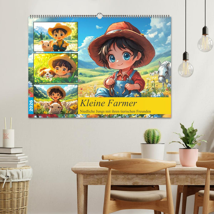 Kleine Farmer. Niedliche Jungs mit ihren tierischen Freunden (CALVENDO Wandkalender 2026)