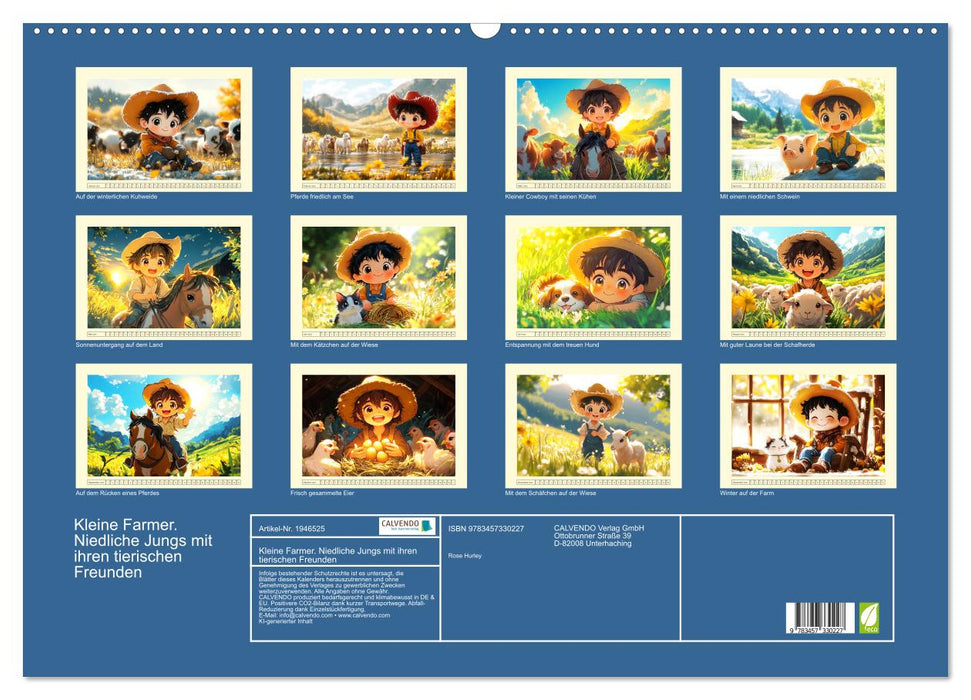 Kleine Farmer. Niedliche Jungs mit ihren tierischen Freunden (CALVENDO Wandkalender 2026)