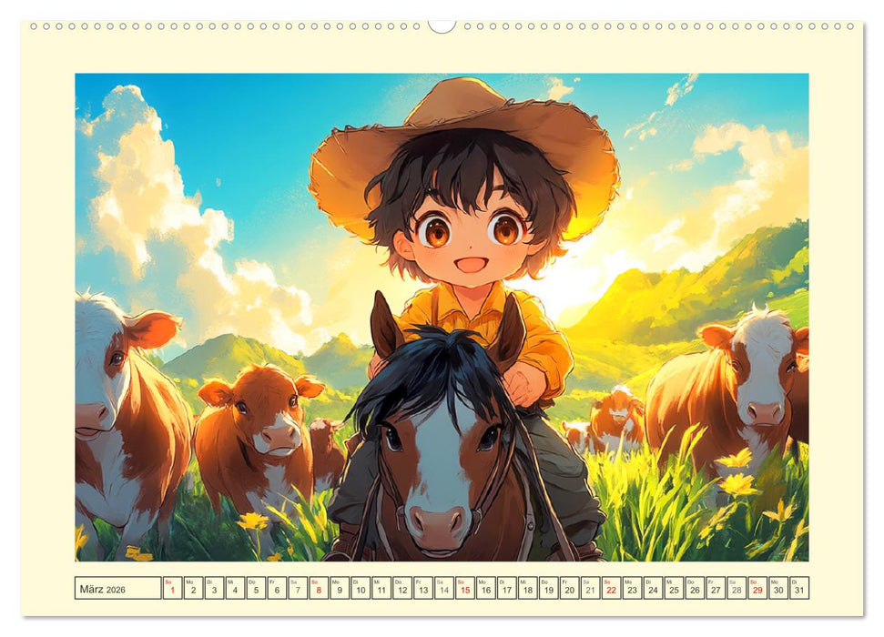 Kleine Farmer. Niedliche Jungs mit ihren tierischen Freunden (CALVENDO Wandkalender 2026)