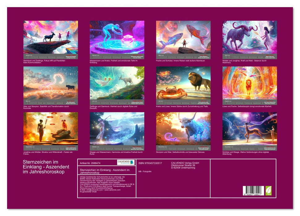 Sternzeichen im Einklang - Aszendent im Jahreshoroskop (CALVENDO Wandkalender 2026)