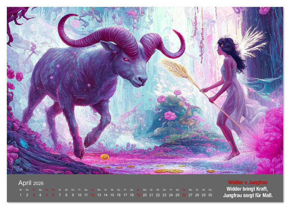 Sternzeichen im Einklang - Aszendent im Jahreshoroskop (CALVENDO Wandkalender 2026)