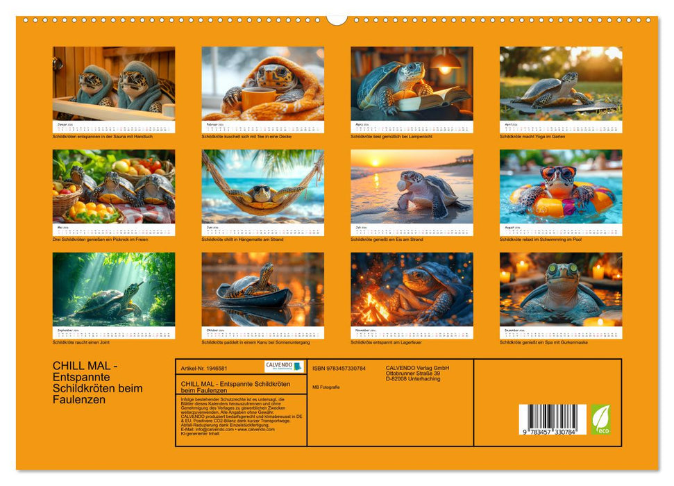 CHILL MAL - Entspannte Schildkröten beim Faulenzen (CALVENDO Premium Wandkalender 2026)