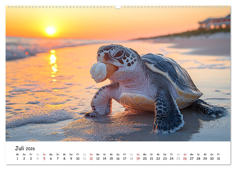 CHILL MAL - Entspannte Schildkröten beim Faulenzen (CALVENDO Premium Wandkalender 2026)
