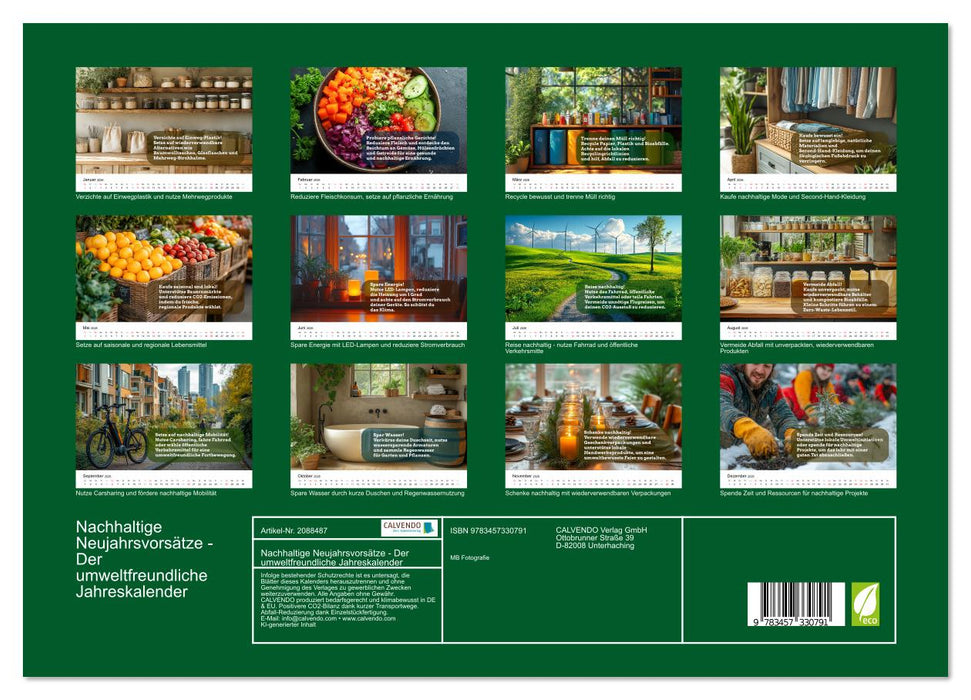 Nachhaltige Neujahrsvorsätze - Der umweltfreundliche Jahreskalender (CALVENDO Premium Wandkalender 2026)