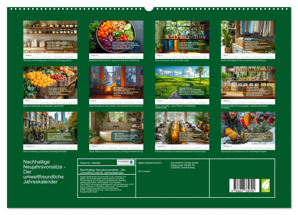 Nachhaltige Neujahrsvorsätze - Der umweltfreundliche Jahreskalender (CALVENDO Premium Wandkalender 2026)