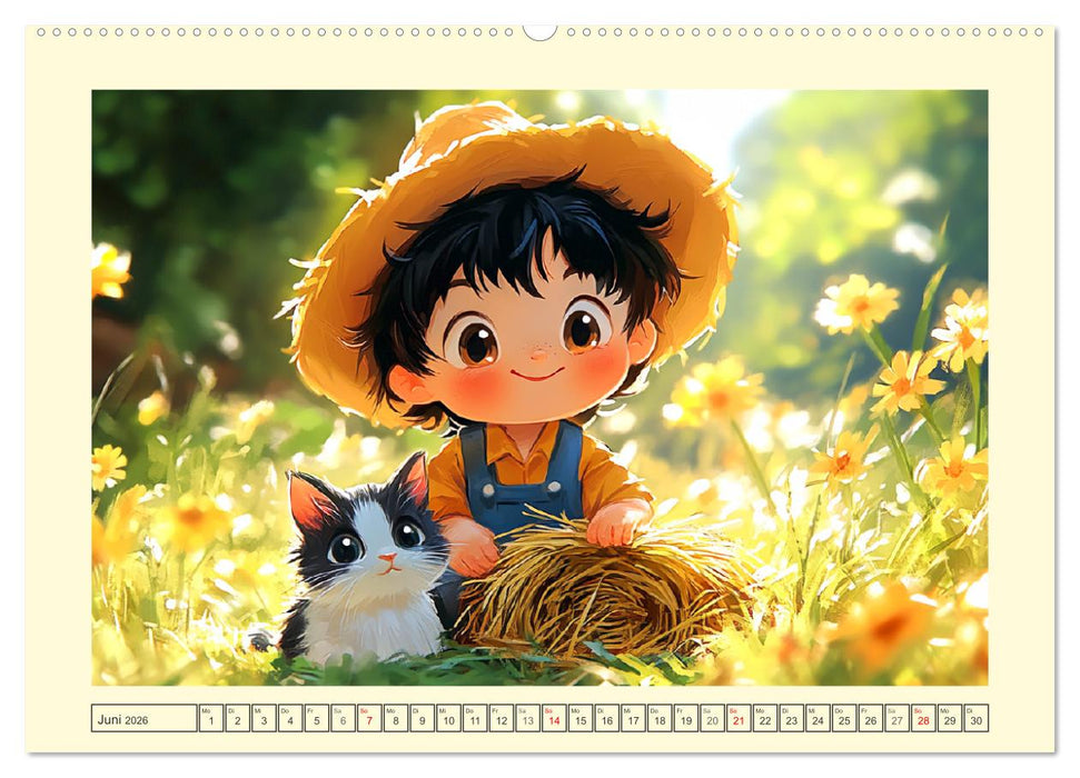 Kleine Farmer. Niedliche Jungs mit ihren tierischen Freunden (CALVENDO Premium Wandkalender 2026)