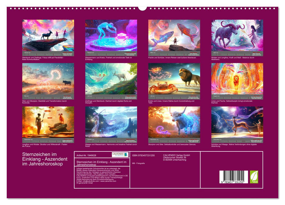 Sternzeichen im Einklang - Aszendent im Jahreshoroskop (CALVENDO Premium Wandkalender 2026)