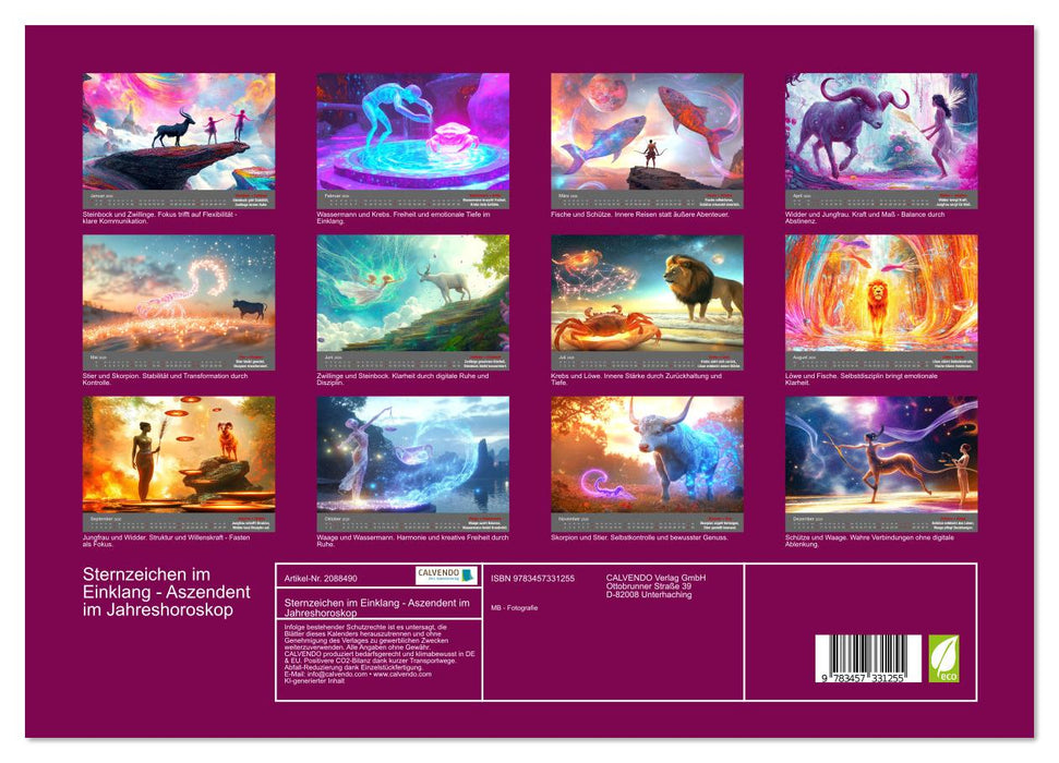 Sternzeichen im Einklang - Aszendent im Jahreshoroskop (CALVENDO Premium Wandkalender 2026)